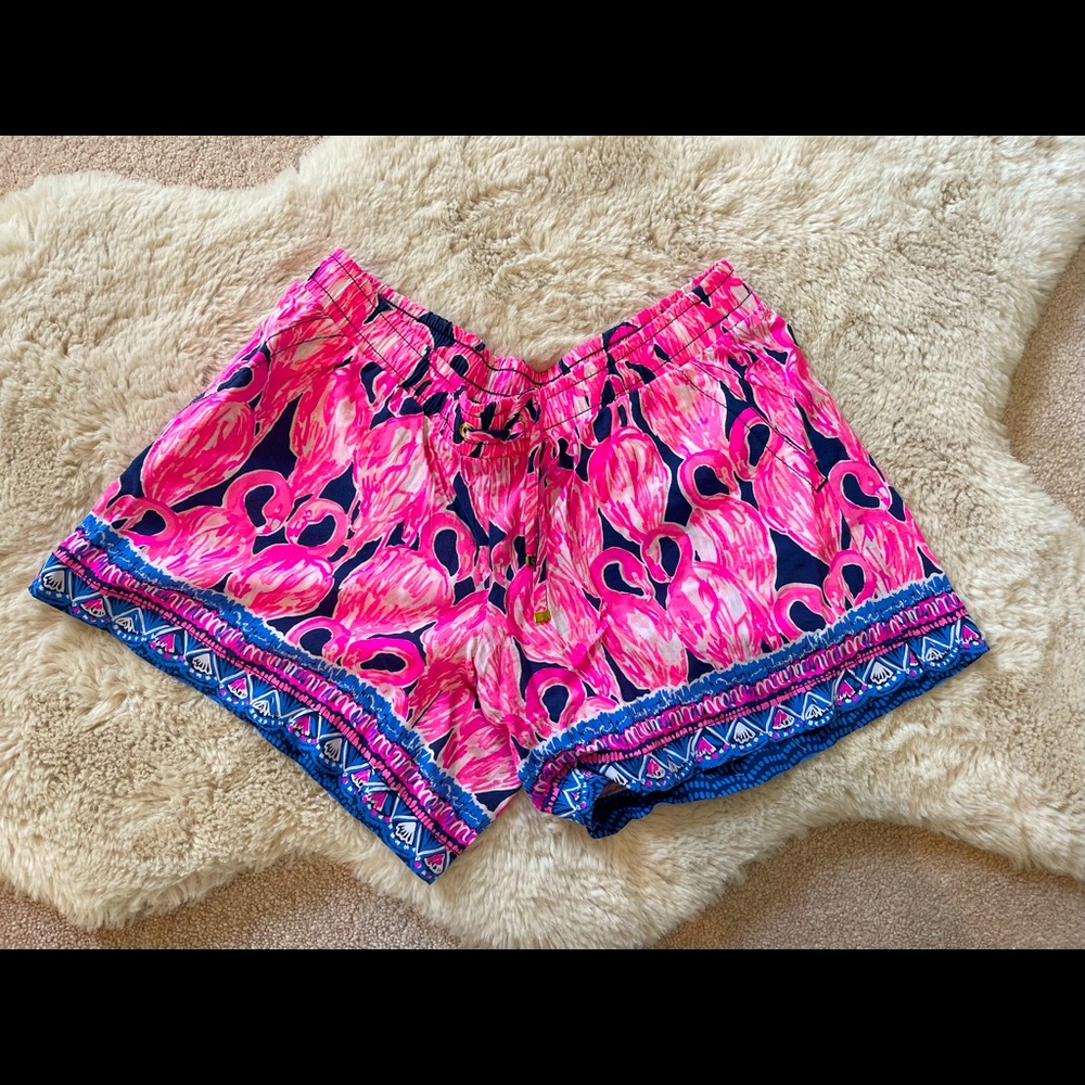 Lily Pulitzer: Katia Flamingo Shorts In High Tide